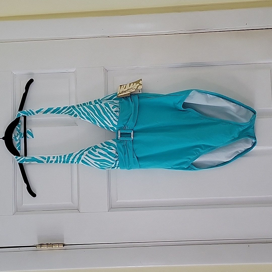 Nwt Bamboo2 One-Piece Turquoise Bathing Suit W/Belt